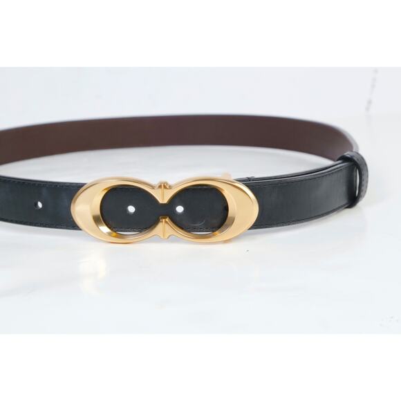 Coach Belt Size S Black Leather Gold Double C Signature Buckle Skinny Slim main image 12